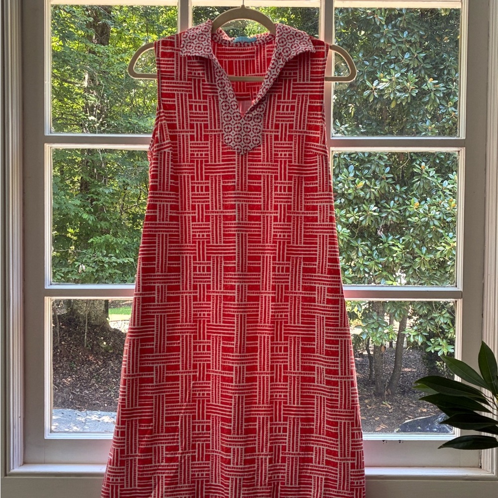 J. McLaughlin Red Geometric Mini Dress